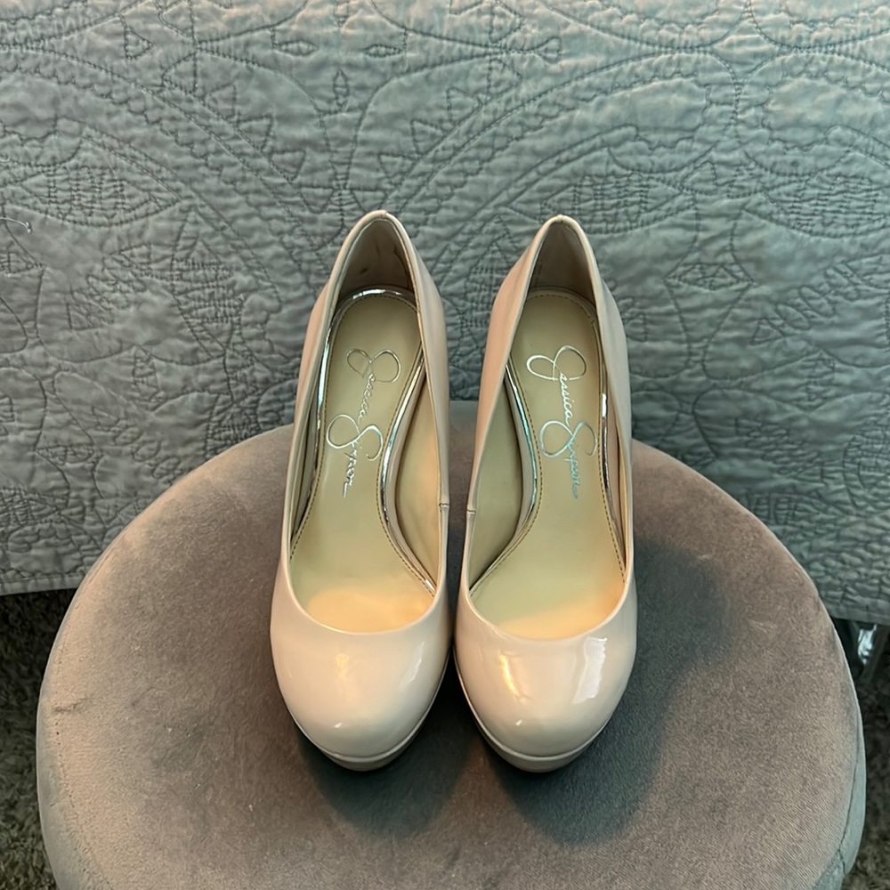 Jessica Simpson platform heels, size 5, nude